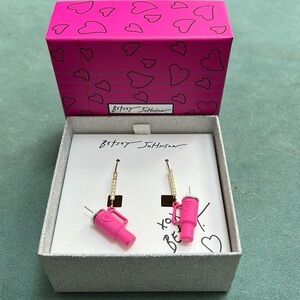 BETSEY JOHNSON Earrings Pink Stanley Cup Inspired Tumblers NEW